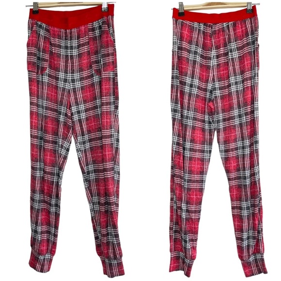Christmas VS PINK red plaid pajamas with rose gold spell out logo size small - Picture 9 of 14